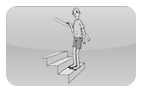 手すりを使って二足一段で階段を登ることができる